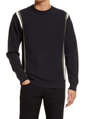 Club Monaco Milano Stripe Cotton Blend Crewneck Sweater in Black at Nordstrom