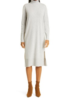 Club Monaco Recycled Cashmere Turtleneck Sweater Dress in Light Heather Grey at Nordstrom