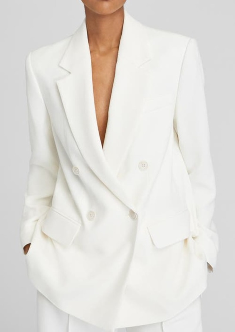 Club Monaco Relaxed Double Breasted Crepe Blazer