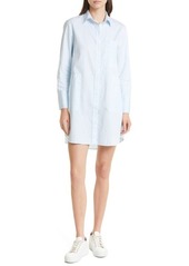 Club Monaco Relaxed Long Sleeve Cotton Shirtdress in Blue at Nordstrom