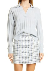 Club Monaco Ribbed Cashmere Polo Sweater in Soft Blue at Nordstrom