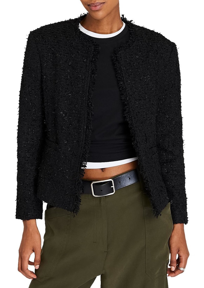 CLUB MONACO Women's Collarless Boucle Fringe Jacket