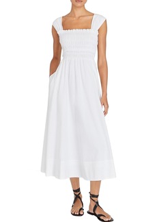 CLUB MONACO Women's Cotton Smocked Bodice Maxi Dress