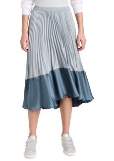 Club Monaco Women's Pleated Flounce Skirt  Grey Blue L