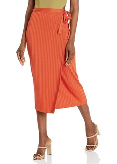 Club Monaco Women's Shiny Wide Rib Wrap Skirt