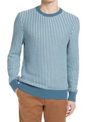 Club Monaco Texture Stitch Cotton Sweater in Blue at Nordstrom