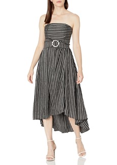 C/Meo Collective Women's Blinded Belted Strapless HI LO Gown  L