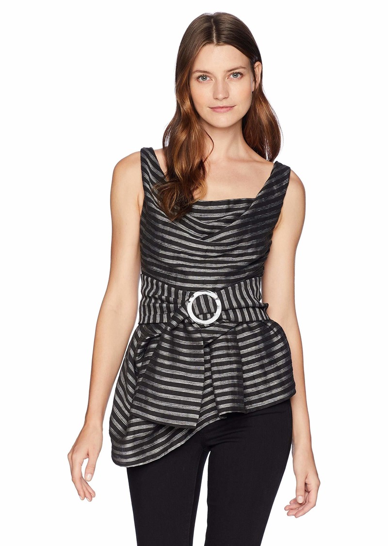 C/Meo Collective Women's Blinded Sleeveless Belted Asymetrical Hem TOP  XL