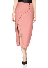 C/Meo Collective Women's MIDI Length WRAP Front Skirt with Slit and Side Buttons  M