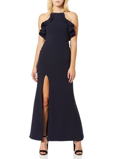 C/Meo Collective Women's Outline FIT and Flare Gown with Ruffle Detail and Side Slit  S