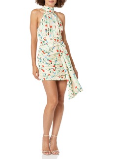 C/MEO COLLECTIVE Women's Sectional Sleeveless Halter Shirred Mini Dress  L