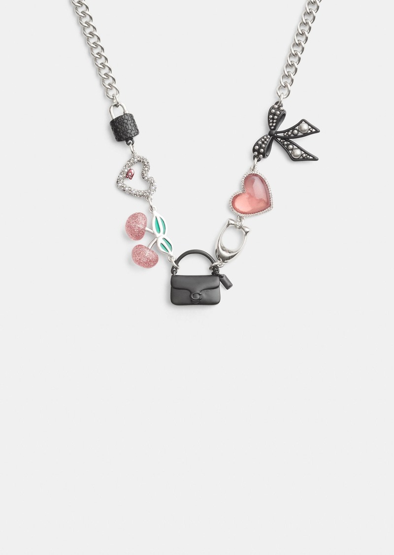 Coach Bow And Heart Charm Necklace