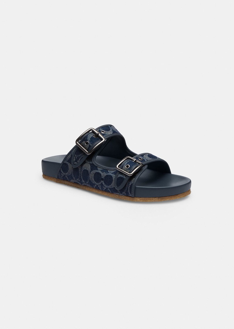 Coach Buckle Strap Sandal In Signature Denim