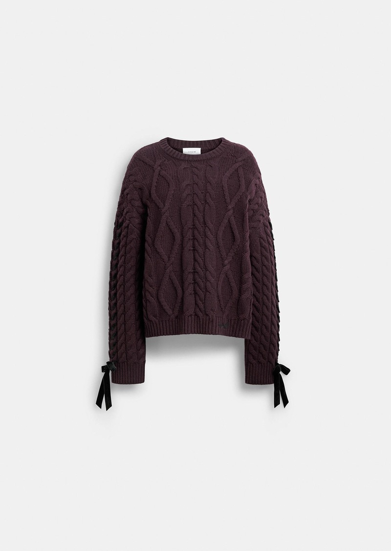 Coach Cable Knit Bow Sweater