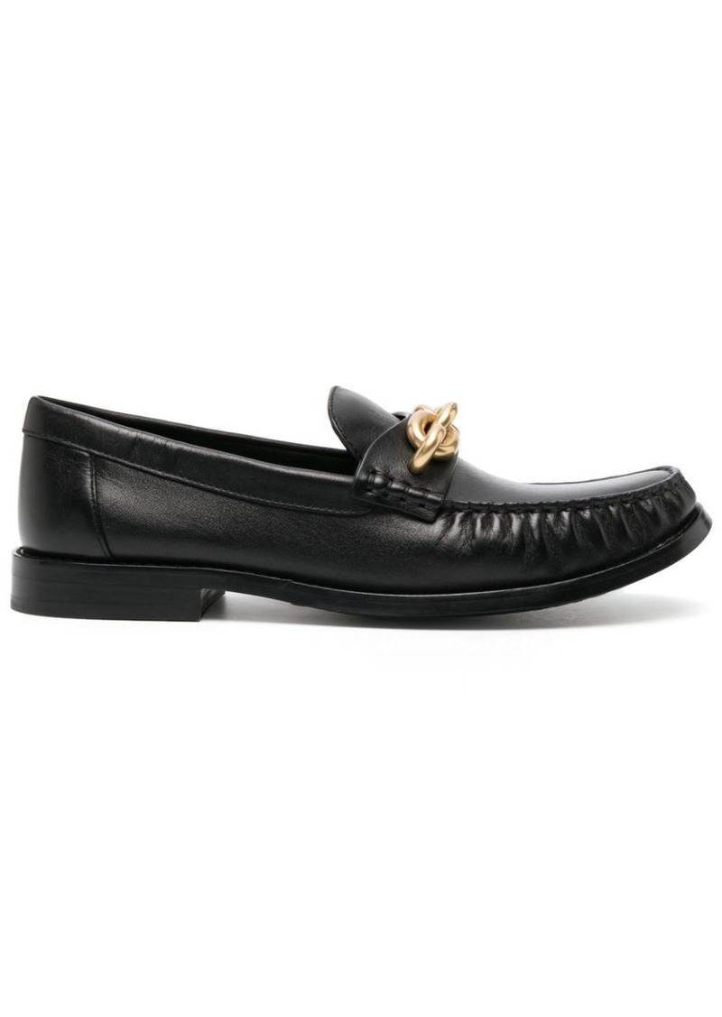 Coach chain-link detailing leather loafers