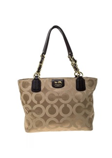 Coach Beige/brown Fabric Madison Op Art Tote