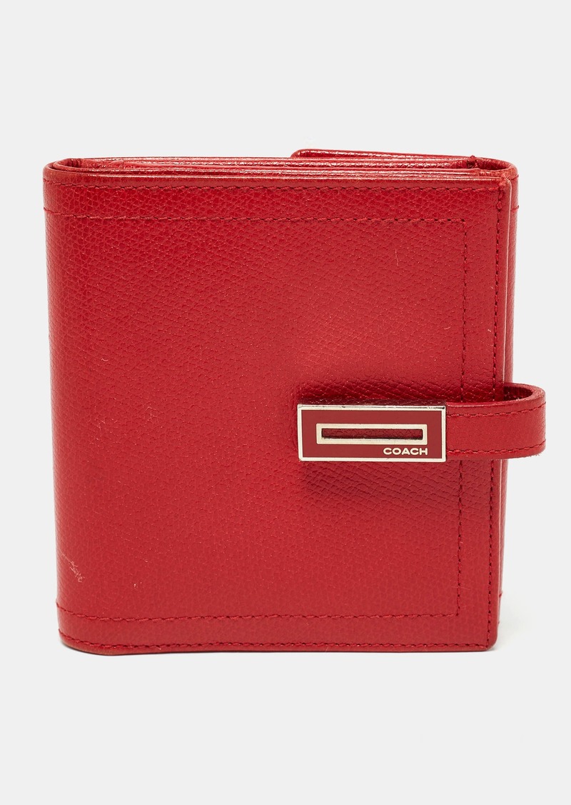 Coach Leather Metal Flap Compact Wallet