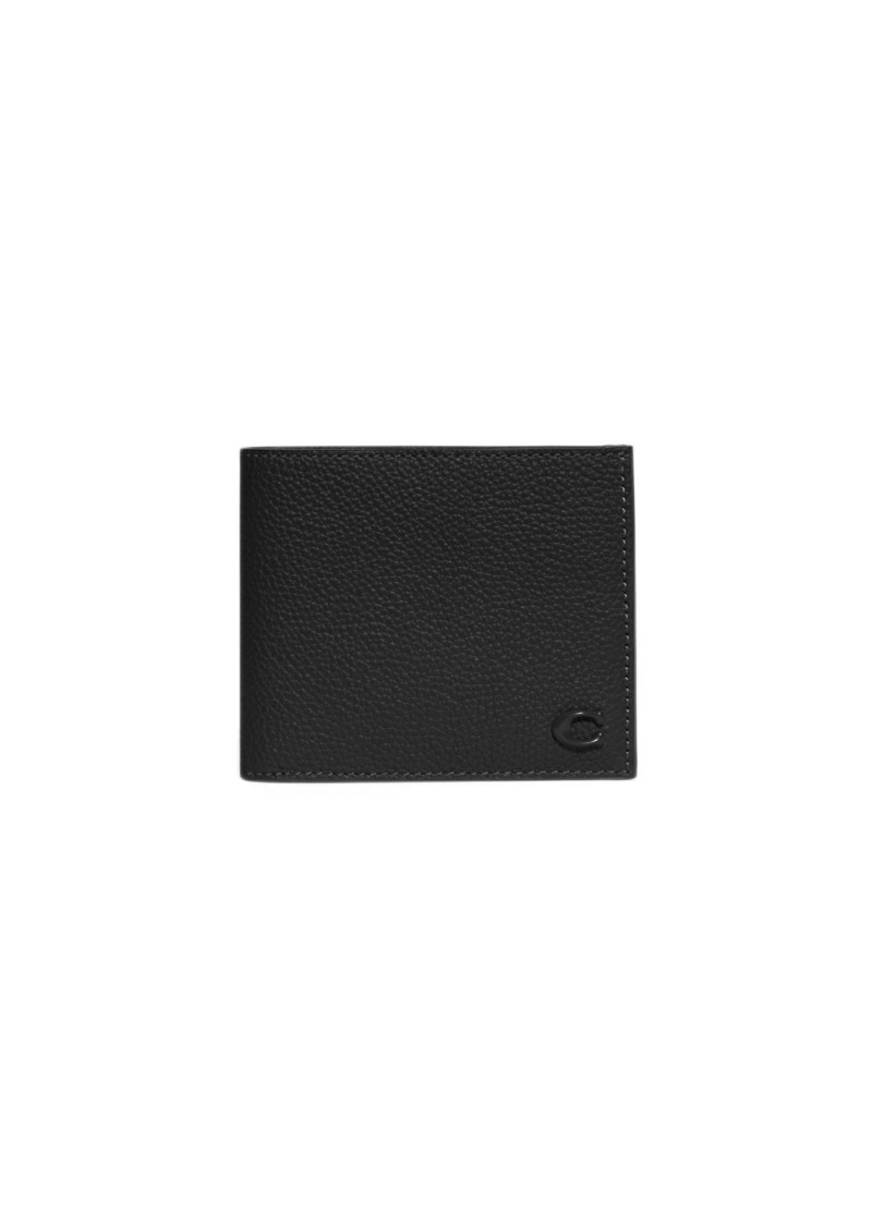 Coach Men's Refined Double Bill in Pebble Leather with Sculpted C Hardware Branding Wallets
