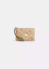 Coach Outlet Corner Zip Wristlet In Signature Canvas With Floral Print
