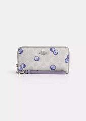 Coach Outlet Long Zip Around Wallet In Signature Canvas With Blueberry Print
