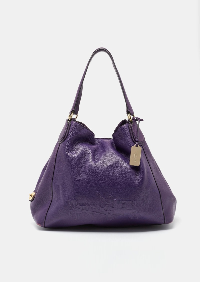 Coach Purple Leather Large Horse & Carriage Large Edie Shoulder Bag