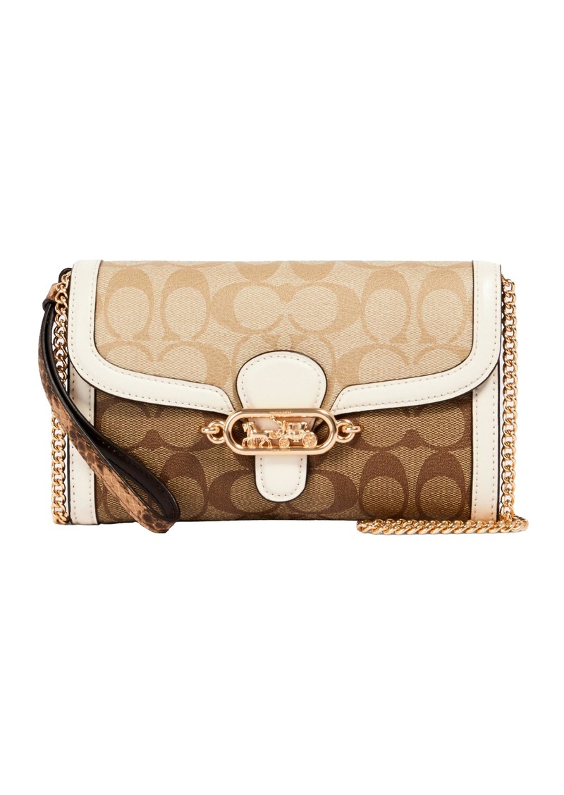 Coach Signature Blocking Exotic Mix Jade Chain Crossbody