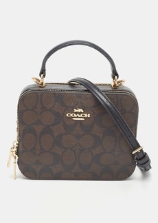 Coach Signature Coated Canvas And Leather Box Top Handle Bag