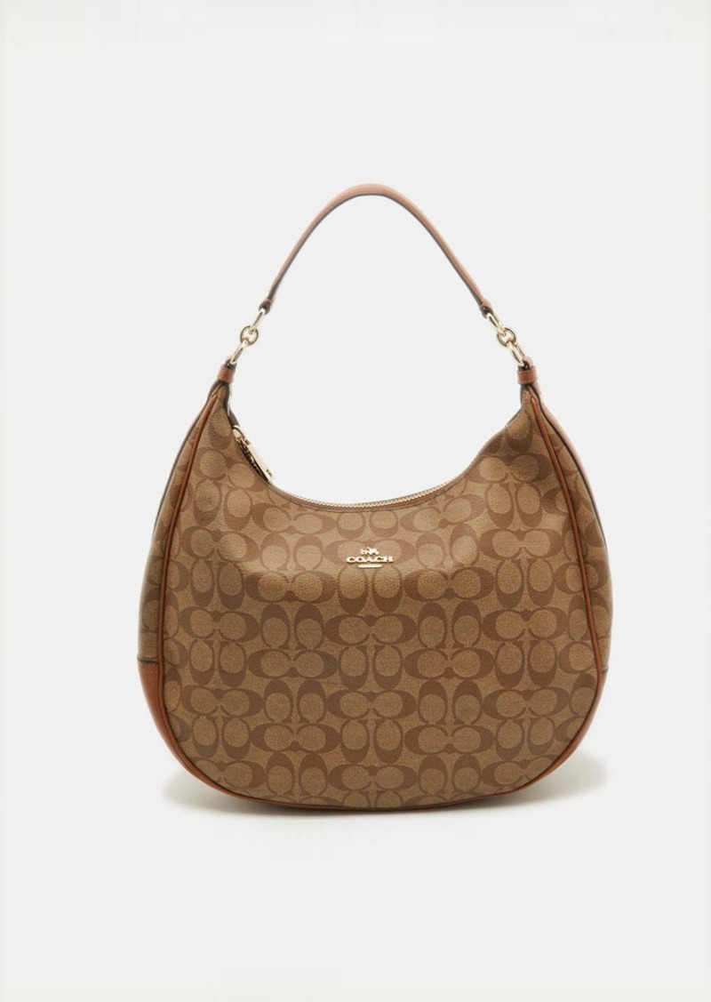 Coach Signature Coated Canvas And Leather Harley Hobo
