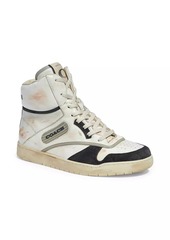 Coach Distressed Leather High-Top Sneakers