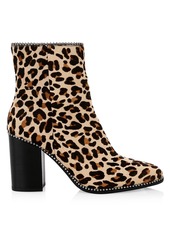 Coach Drea Bead-Trim Leopard-Print Calf Hair Ankle Boots