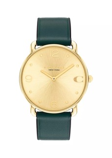 Coach Elliot Ionic-Plated Gold Steel & Leather Strap Watch/36MM