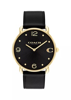 Coach Elliot Ionic-Plated Gold Steel & Leather Strap Watch/36MM