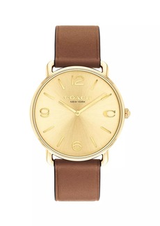 Coach Elliot Ionic-Plated Gold Steel & Leather Strap Watch/41MM