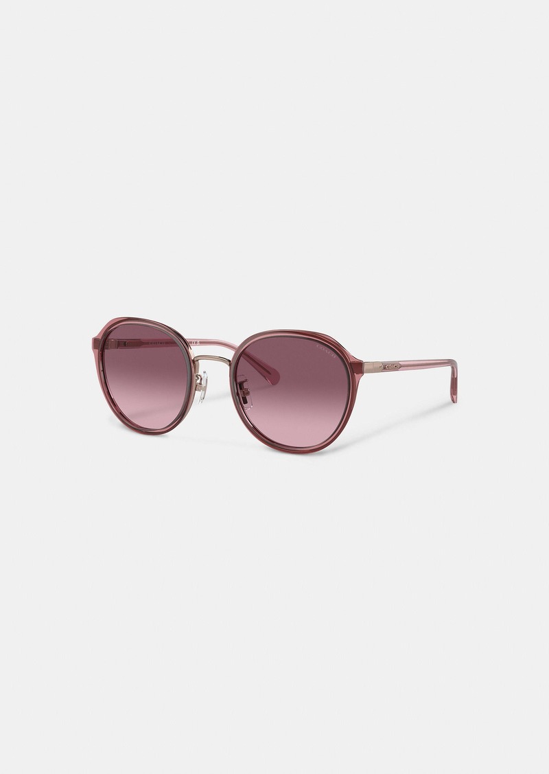 Coach Hangtag Geometric Round Sunglasses