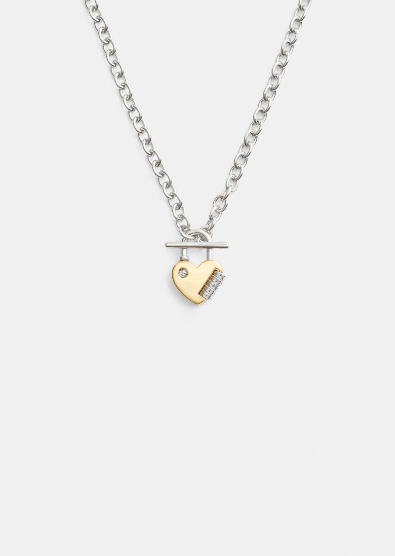 Coach Heart Padlock Chain Necklace