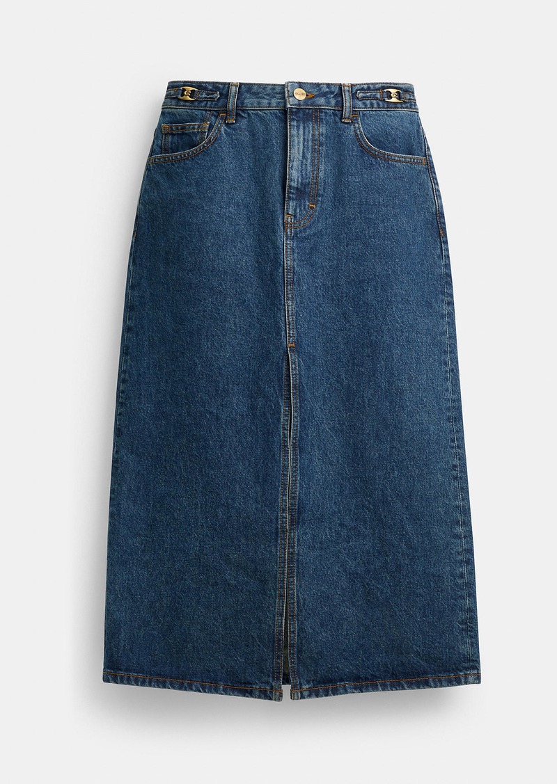 Coach Heritage C Denim Maxi Skirt