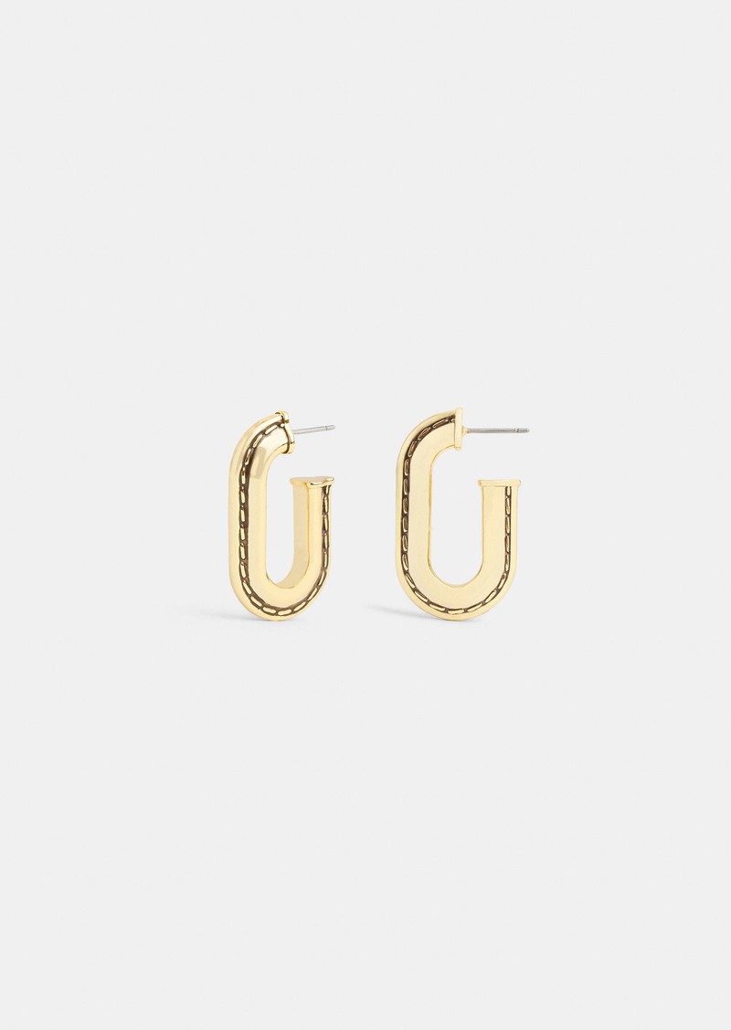 Coach Large Stitched Chain Link Earrings