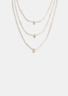 Coach Layered Pearl Charm Necklace
