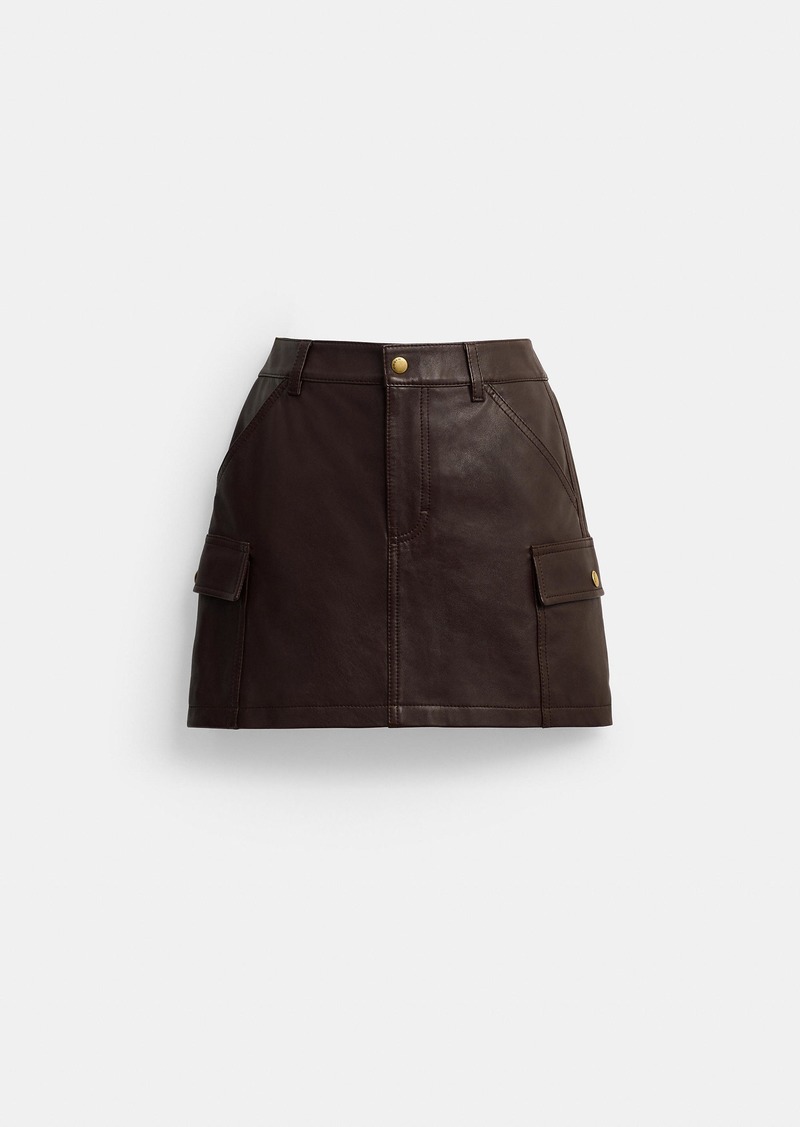 Coach Leather Mini Cargo Skirt