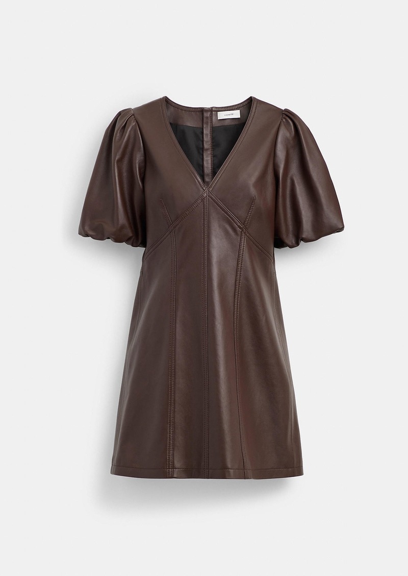 Coach Leather Puff Sleeve Dress