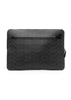 Coach logo-pattern leather laptop bag