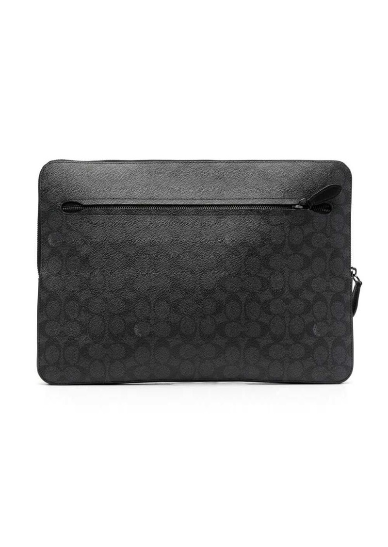 Coach logo-pattern leather laptop bag