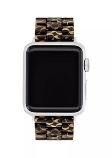 Coach Logo Print Black Tortoise Resin Apple Watch Strap