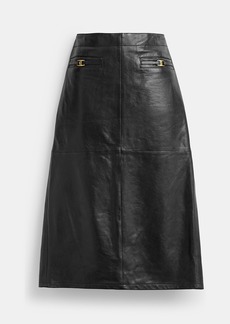Coach Heritage C Long Leather Skirt
