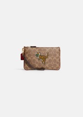 Coach Lunar New Year Small Wristlet In Signature Canvas With Tiger Rexy