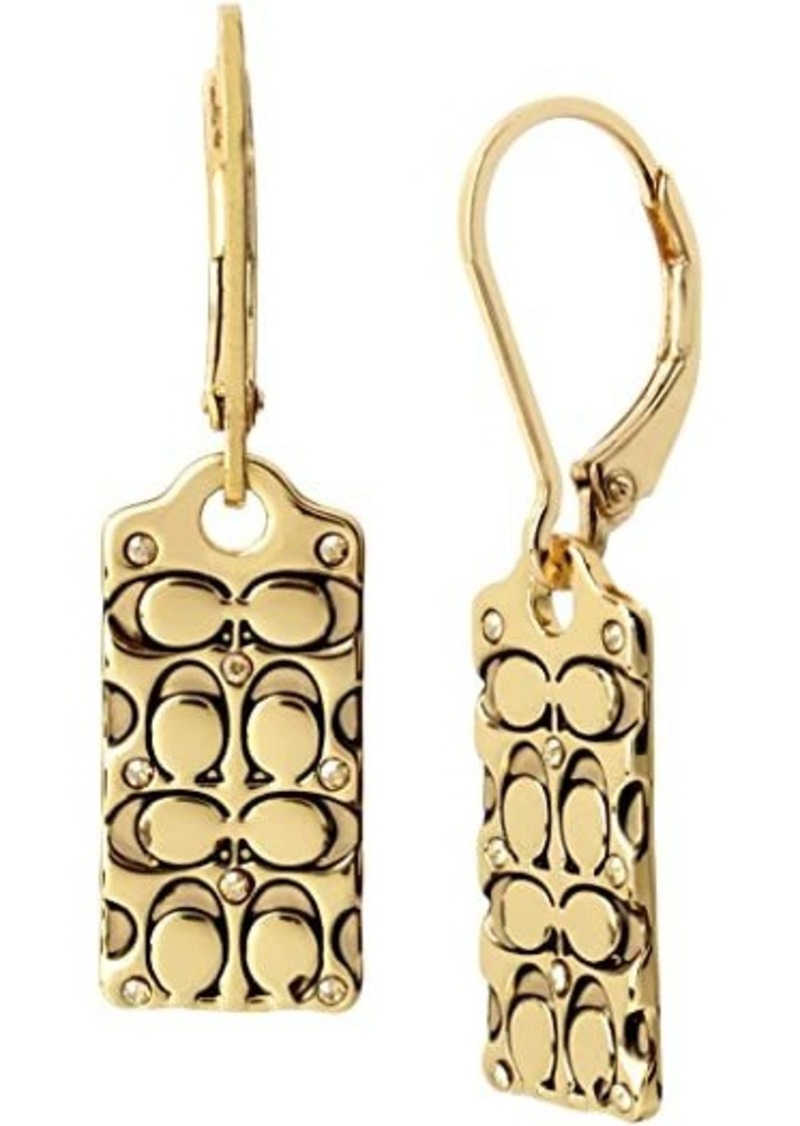 Coach Quilted C Tag Drop Earrings