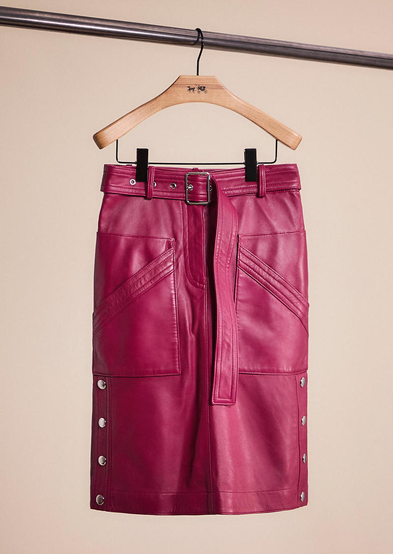 Coach Restored Belted Leather Skirt