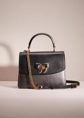 Coach Restored Parker Top Handle With Butterfly Turnlock And Snakeskin Detail