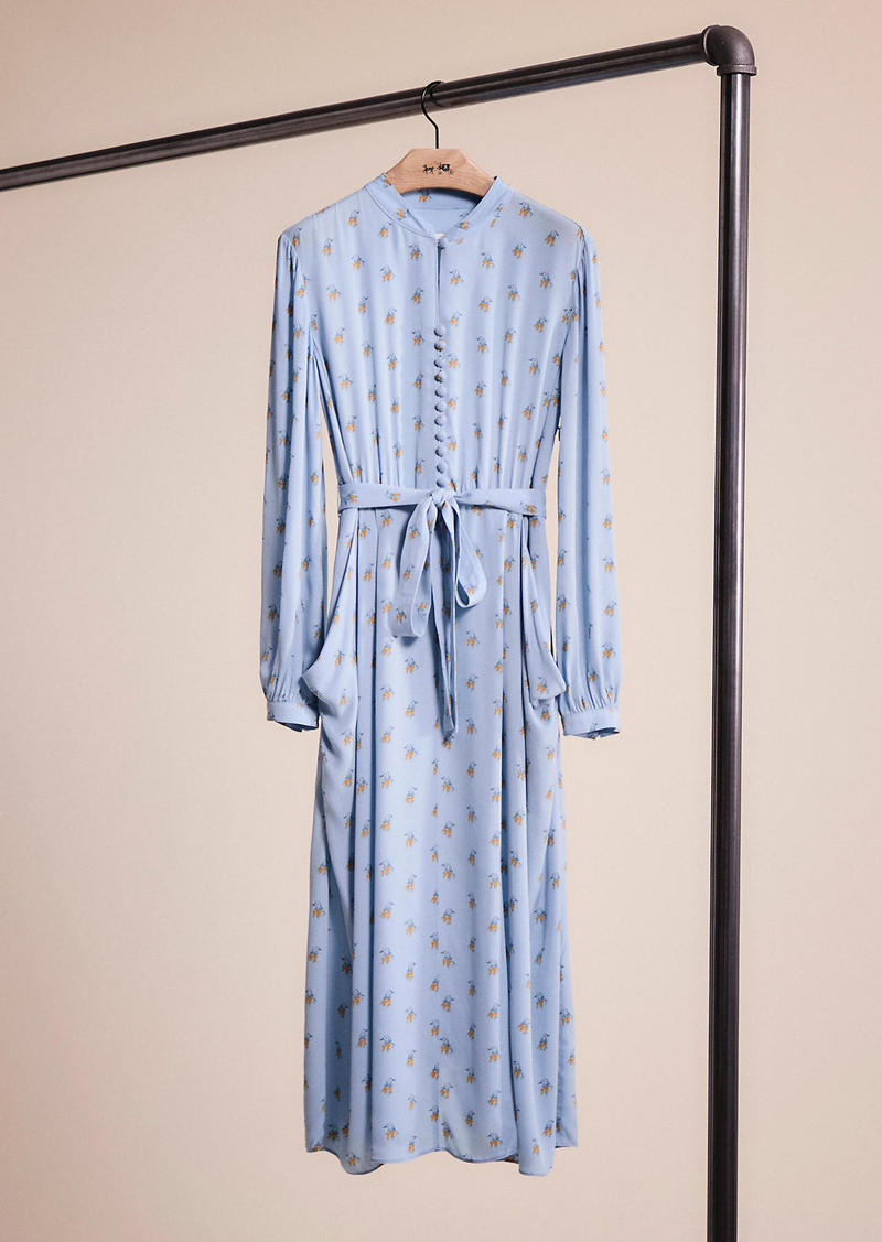 Coach Restored Printed Long Sleeve Dress