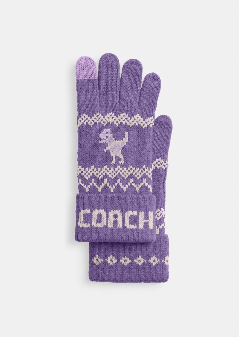 Coach Rexy Fair Isle Print Knit Gloves